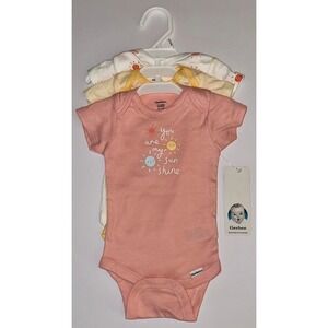 Gerber Baby Girl You Are My Sunshine Striped Sun‎ Bodysuits Size 0-3mo